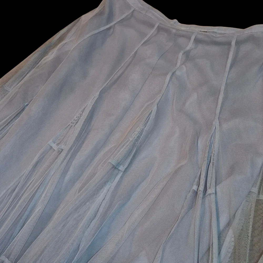 Together Blue Chiffon Ruffel Tiered Mesh High-Waisted Maxi Skirt Women Size 12 - Picture 5 of 16
